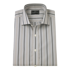 Savile Row Beige/Blue Stripe Slim Fit Shirt