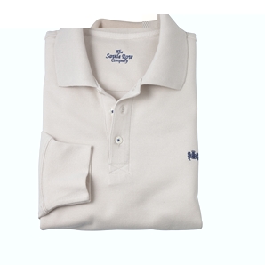 Beige Men` Long Sleeve Polo