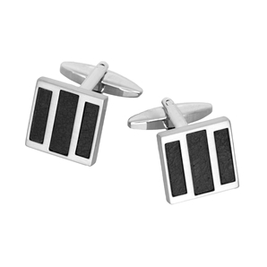 Savile Row Black Leather Stripe Cufflink