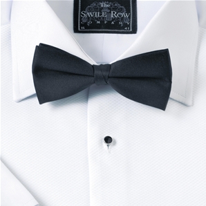 Savile Row Black Ready Tied Pure Silk Bow Tie