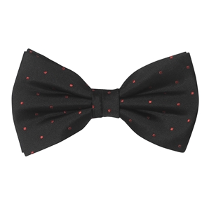 Savile Row Black Red Spotted Ready Tied Pure Silk Bow Tie