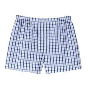 Blue Check Cotton Boxer Shorts