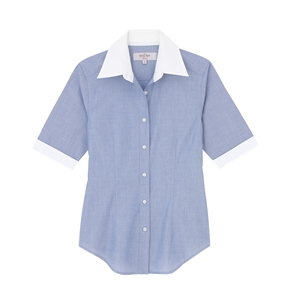 Savile Row Blue Clara Short-Sleeve Shirt