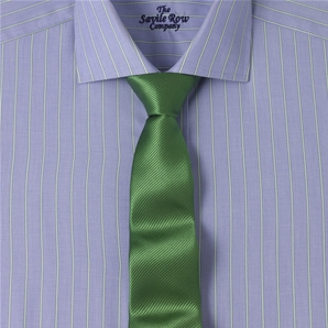 Blue Green Stripe Cutaway Collar Fitted Shirt