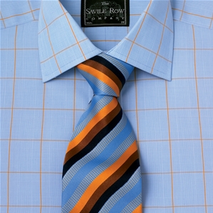Savile Row Blue/Orange Prince of Wales Check Shirt