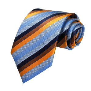 Savile Row Blue/Orange Stitch Pure Silk Tie