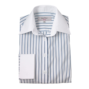 Savile Row Blue Stripe Hepburn White Collar-and-Cuff Shirt