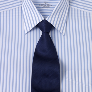 Savile Row Blue White Satin Stripe, Pointed Collar Shirt