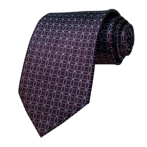 Burg/Blue Retro Circles Pure Silk Tie