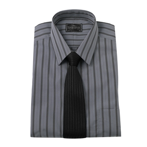 Savile Row Charcoal Bold Stripe Slim Fit Shirt