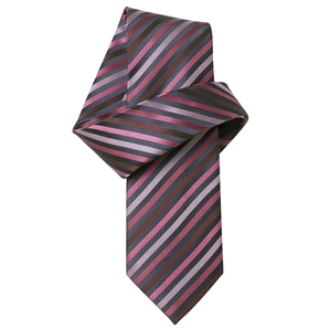 Savile Row Charcoal/Pink Stripes Pure Silk Tie