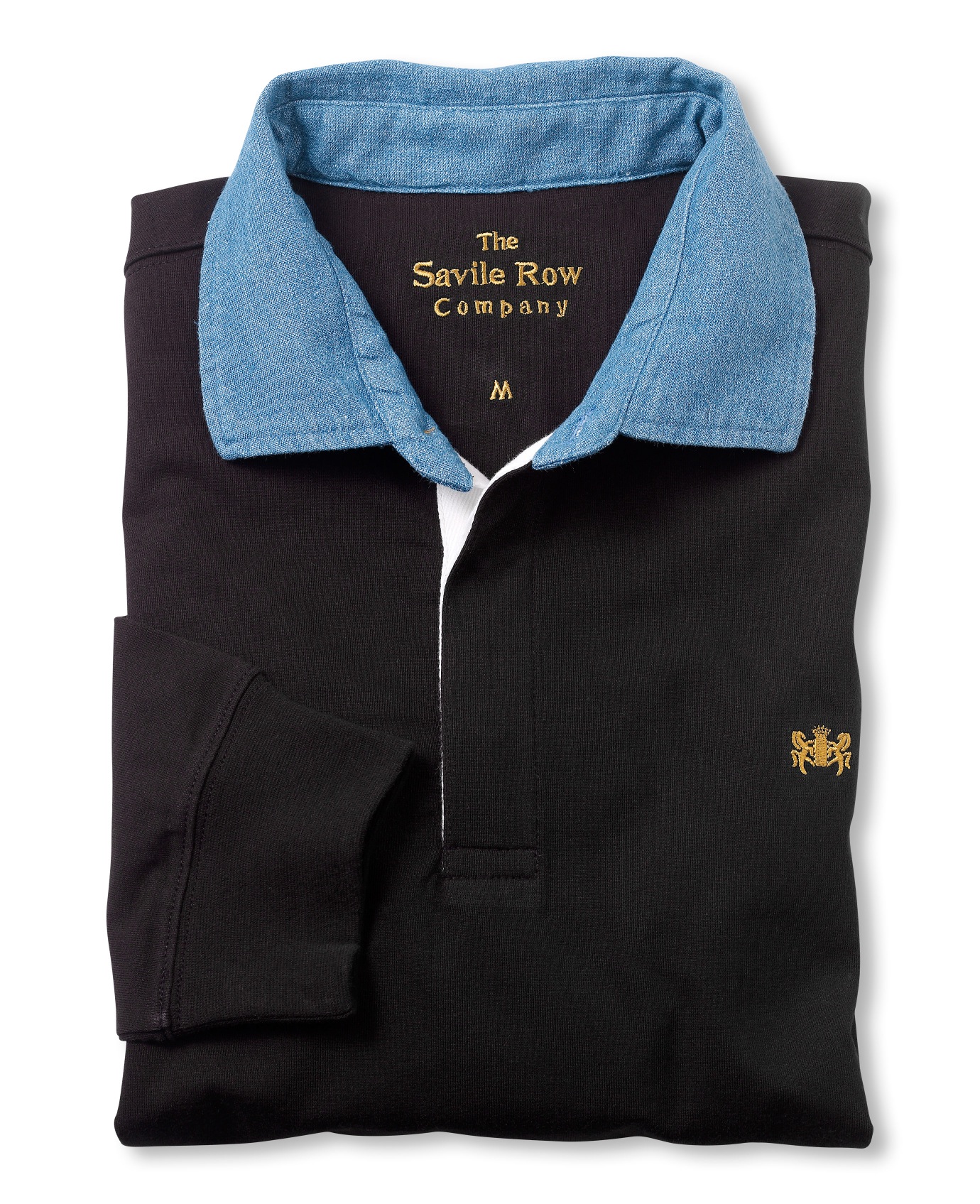 Savile Row Co. Black Heavy Cotton Jersey Rugby Shirt XL