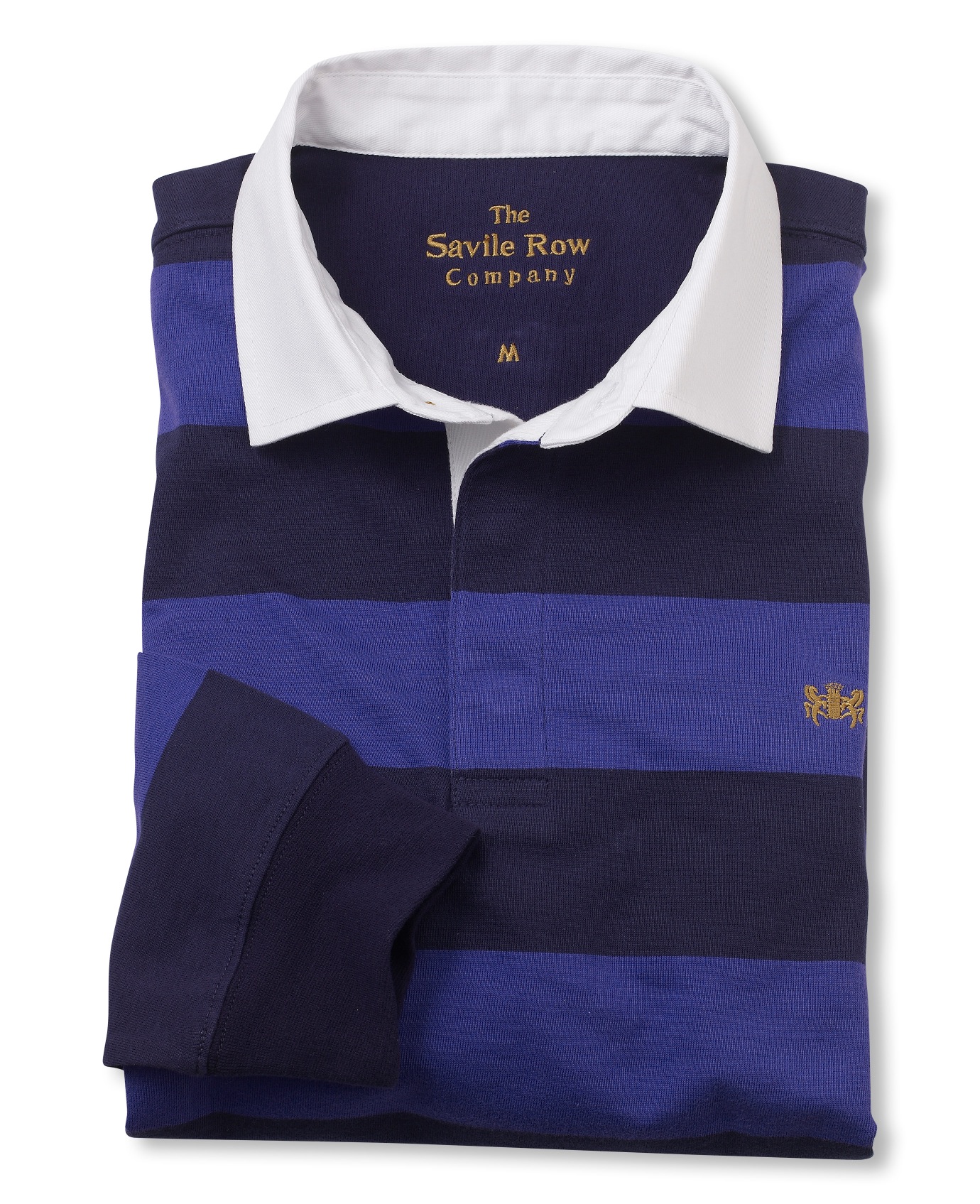 Savile Row Co. Cobalt Blue Navy Stripe Rugby Shirt S