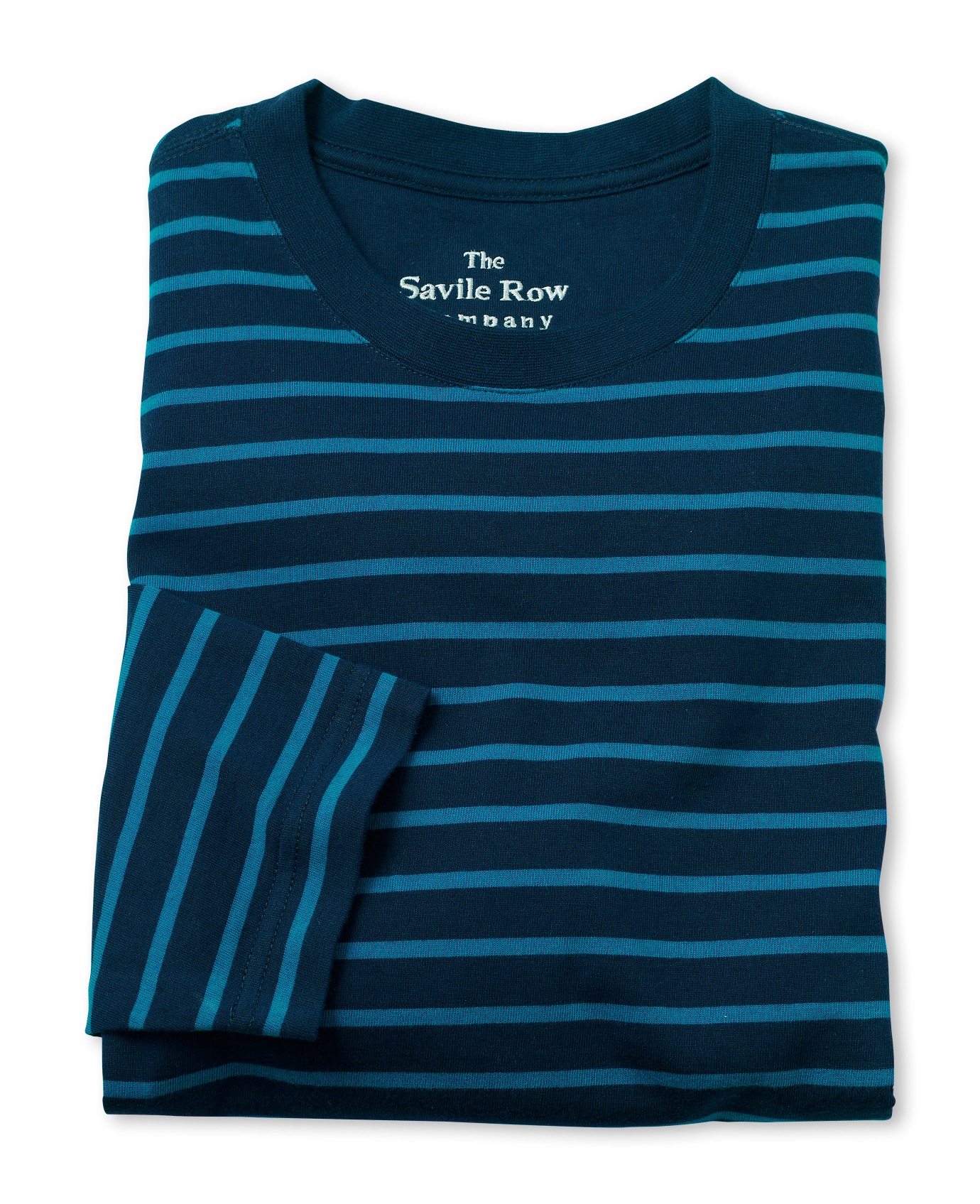 Savile Row Co. Navy Blue Stripe Long Sleeve T-Shirt XXL