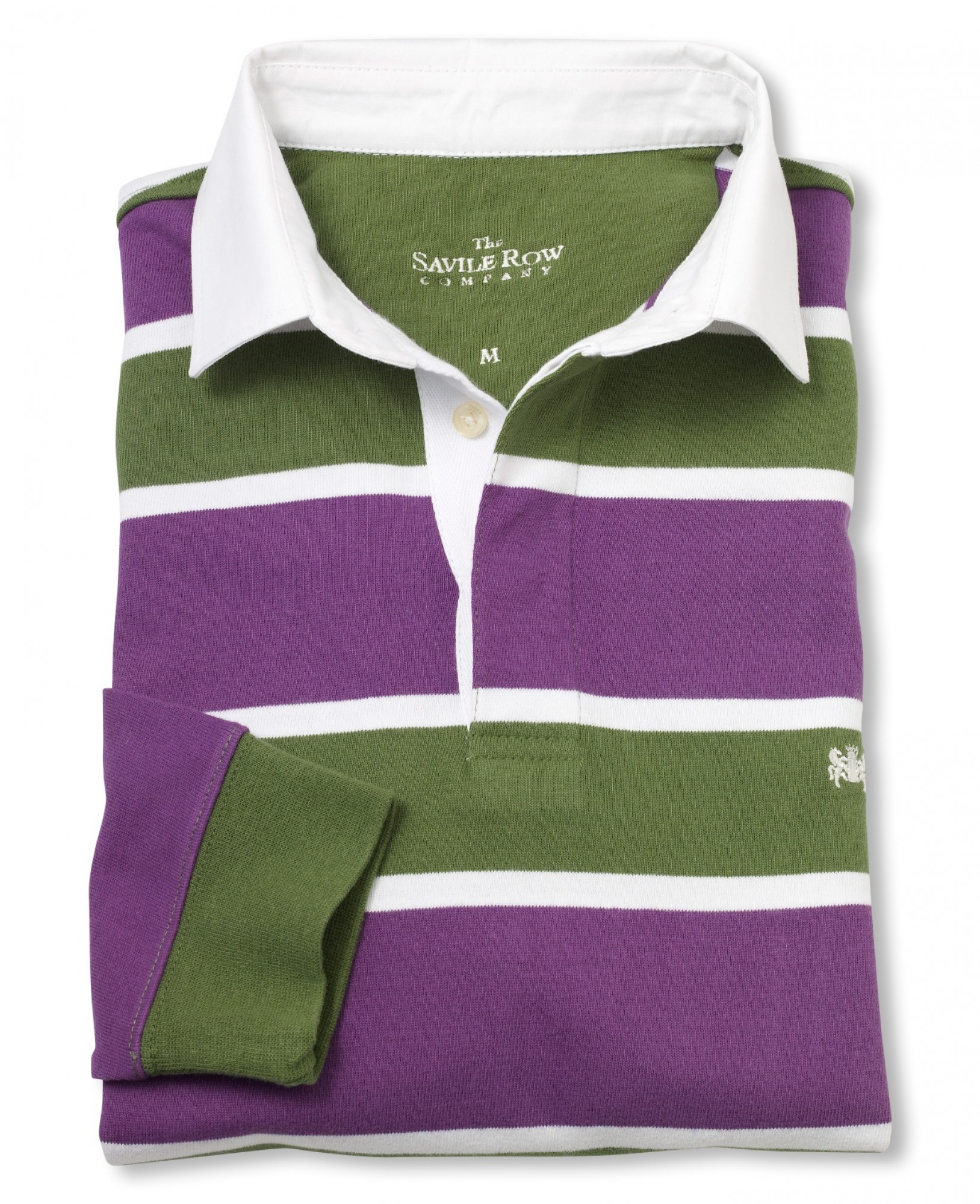 Savile Row Co. Purple White Green Stripe Rugby Shirt M
