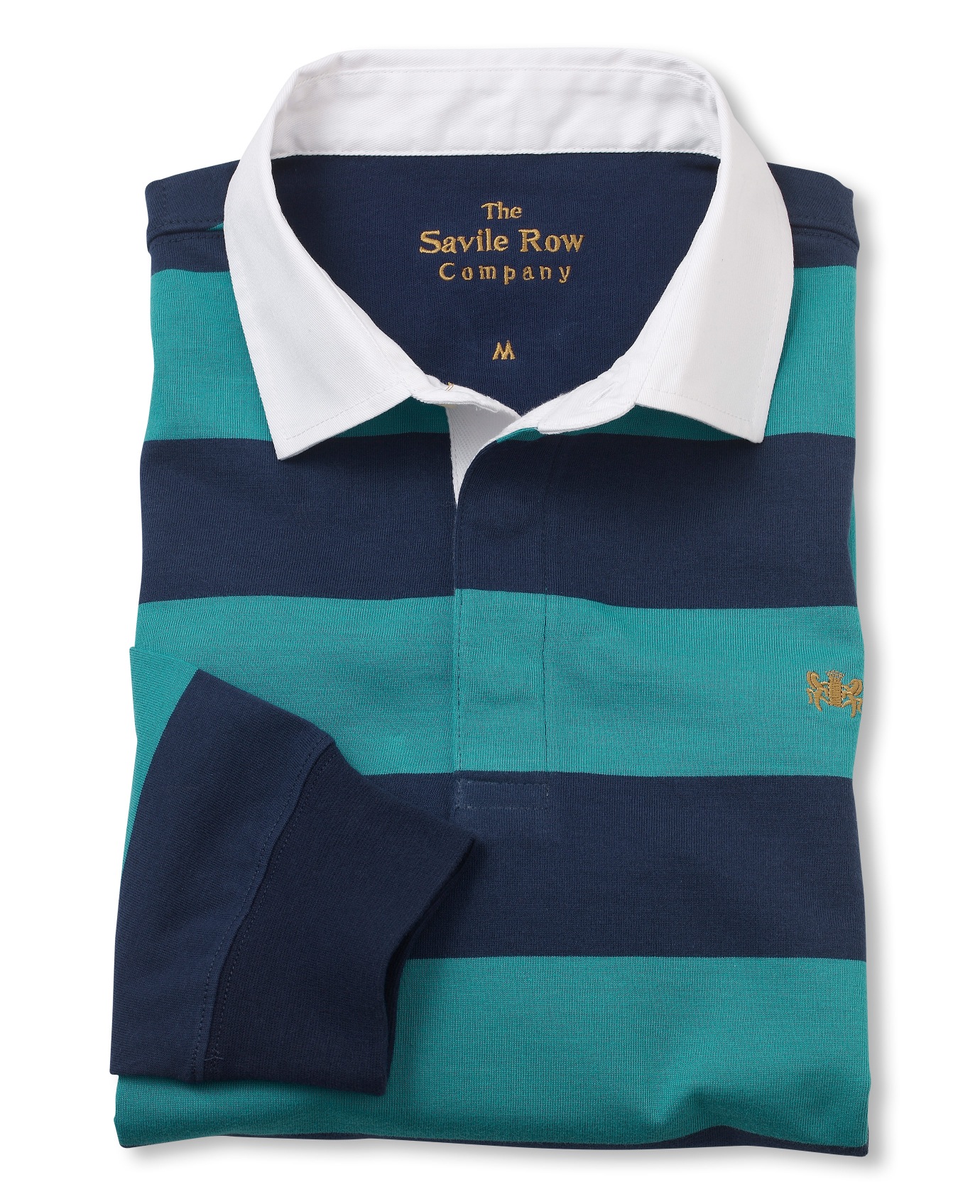 Savile Row Co. Teal Blue Navy Stripe Rugby Shirt L