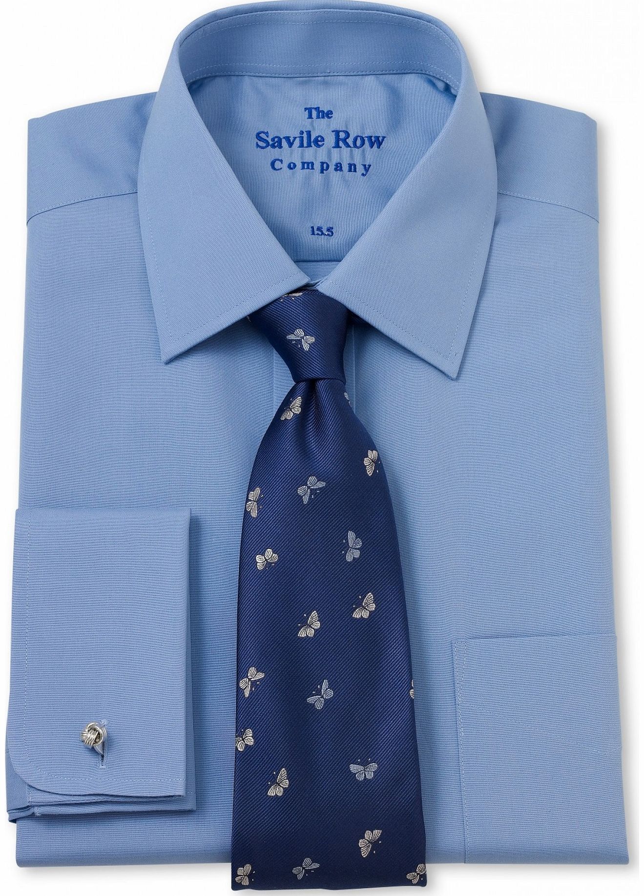 Savile Row Company Air Force Blue Poplin Classic Fit Shirt 17``