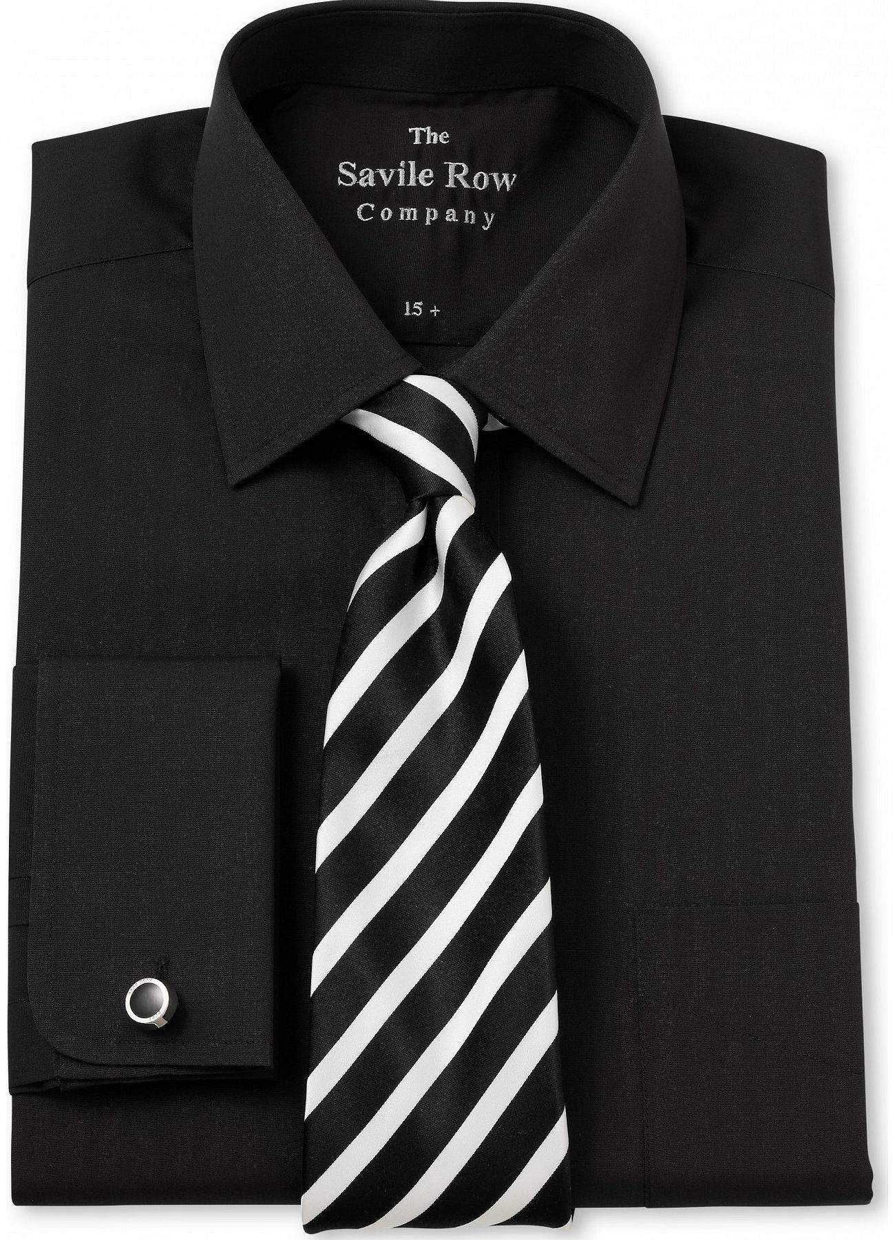 Savile Row Company Black Poplin Classic Fit Shirt 17 1/2`` Standard