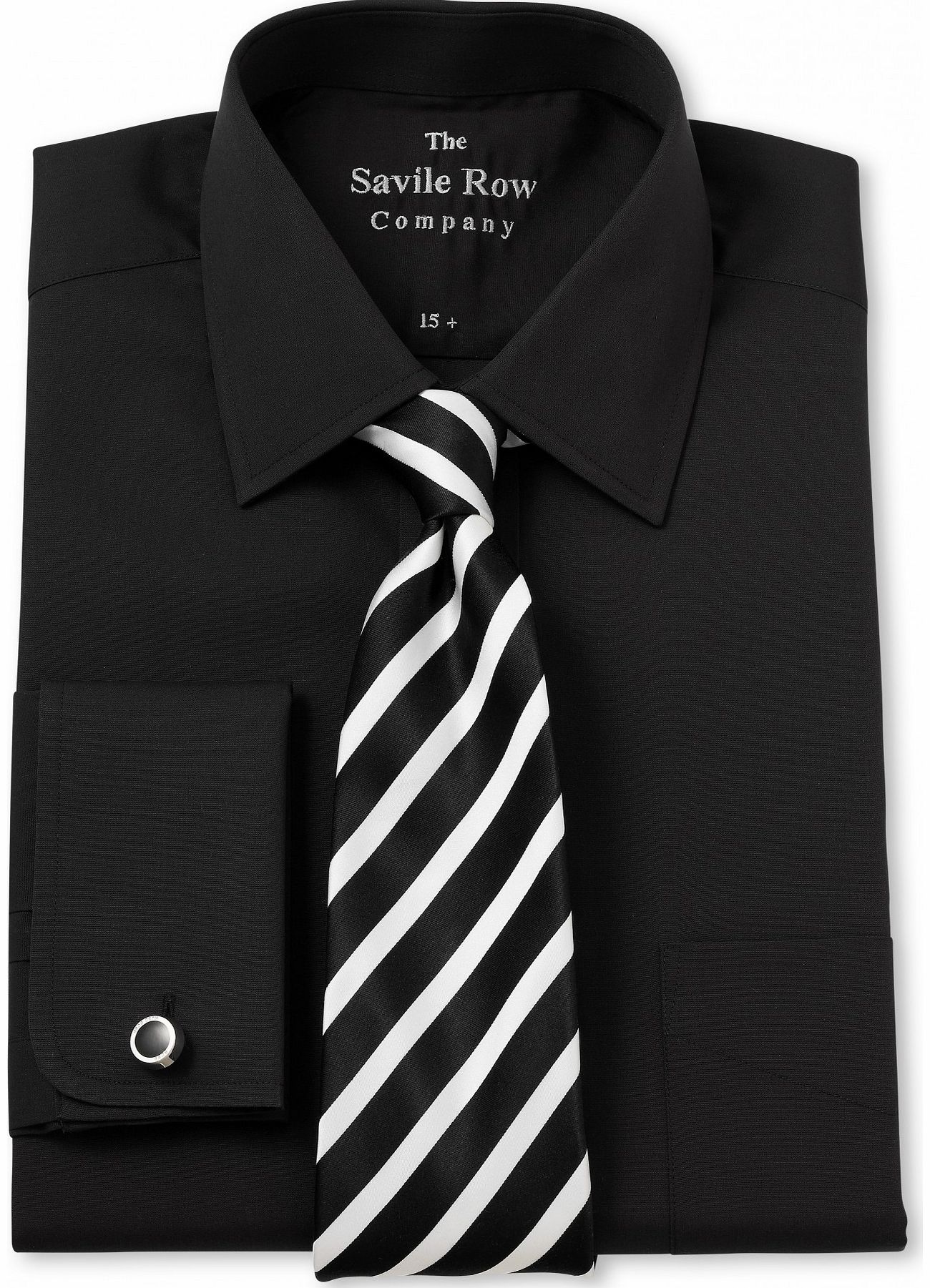 Savile Row Company Black Poplin Classic Fit Shirt 17 1/2``