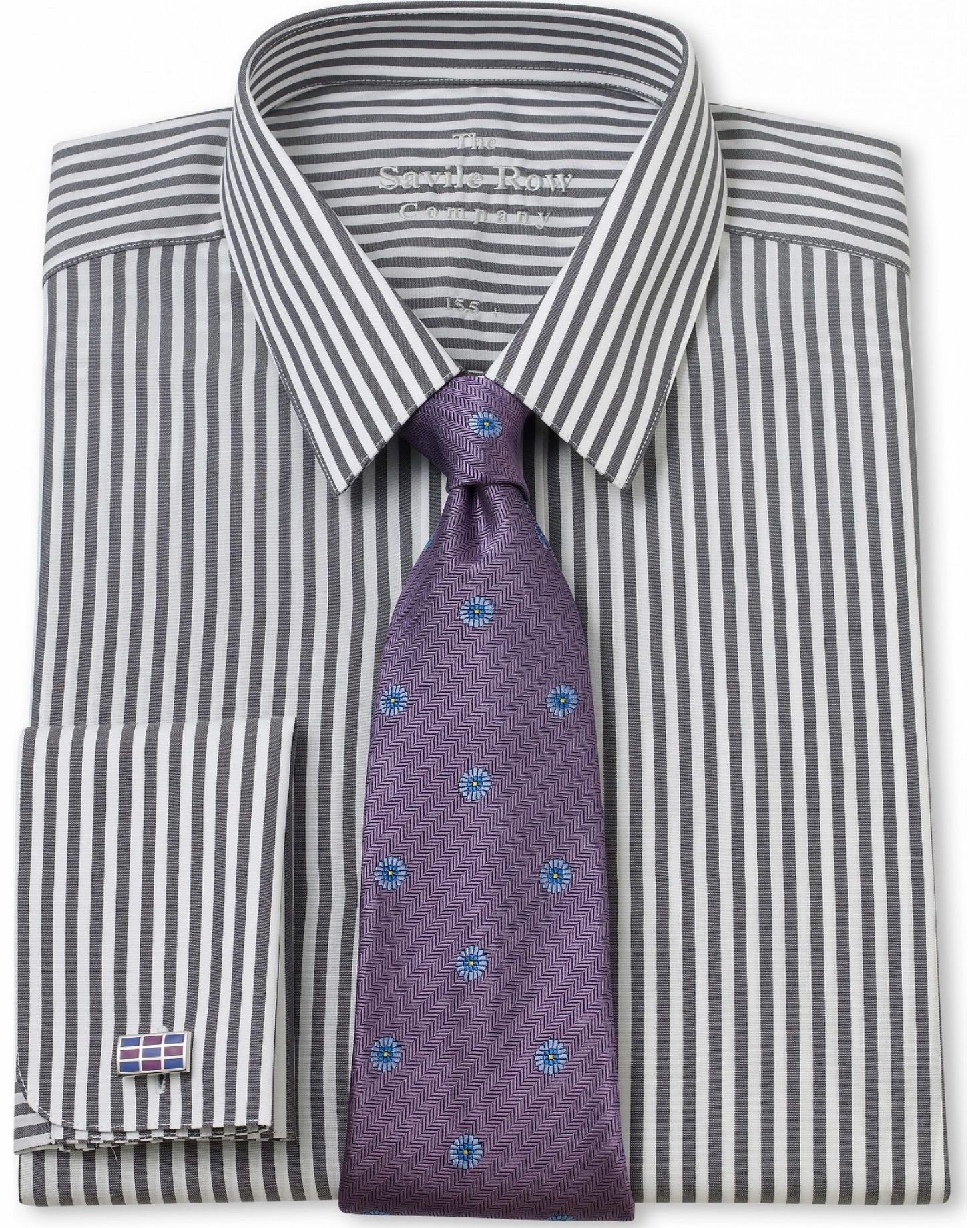 Savile Row Company Black White Bengal Stripe Slim Fit Shirt 14