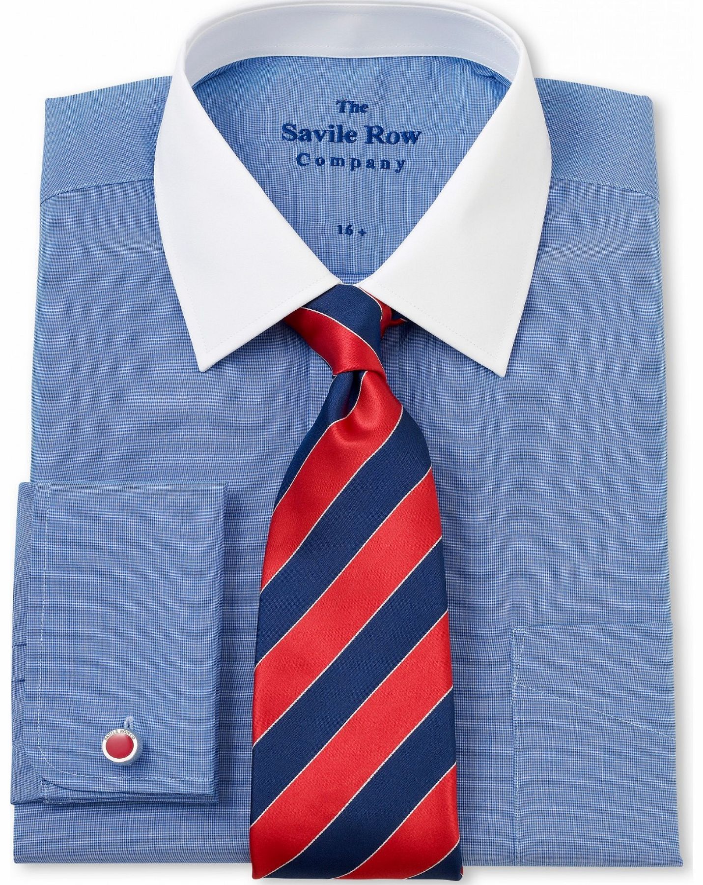 Savile Row Company Blue End on End Classic Fit Shirt 15``
