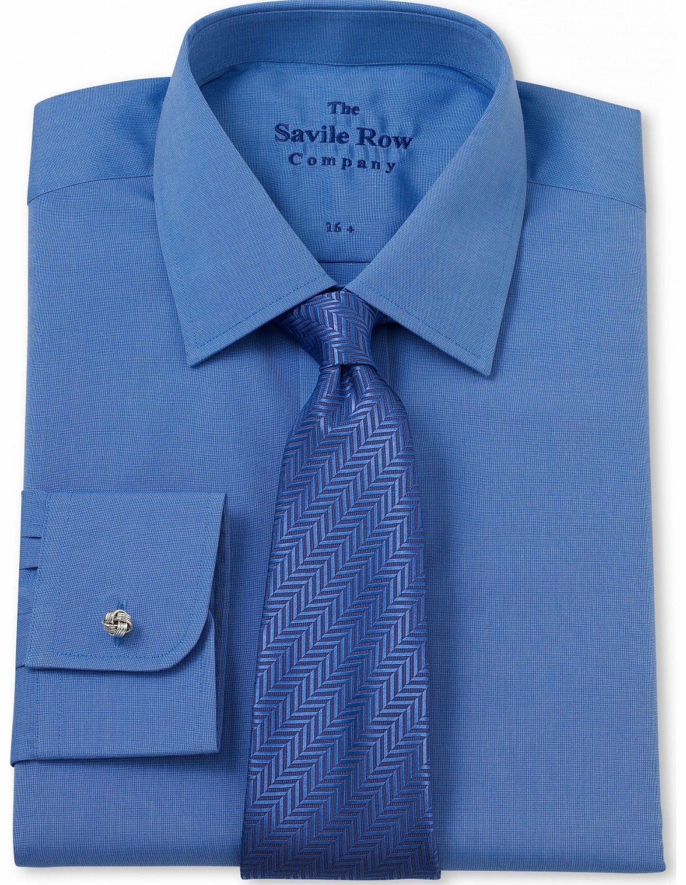 Savile Row Company Blue End on End Slim Fit Shirt 16 1/2`` Standard