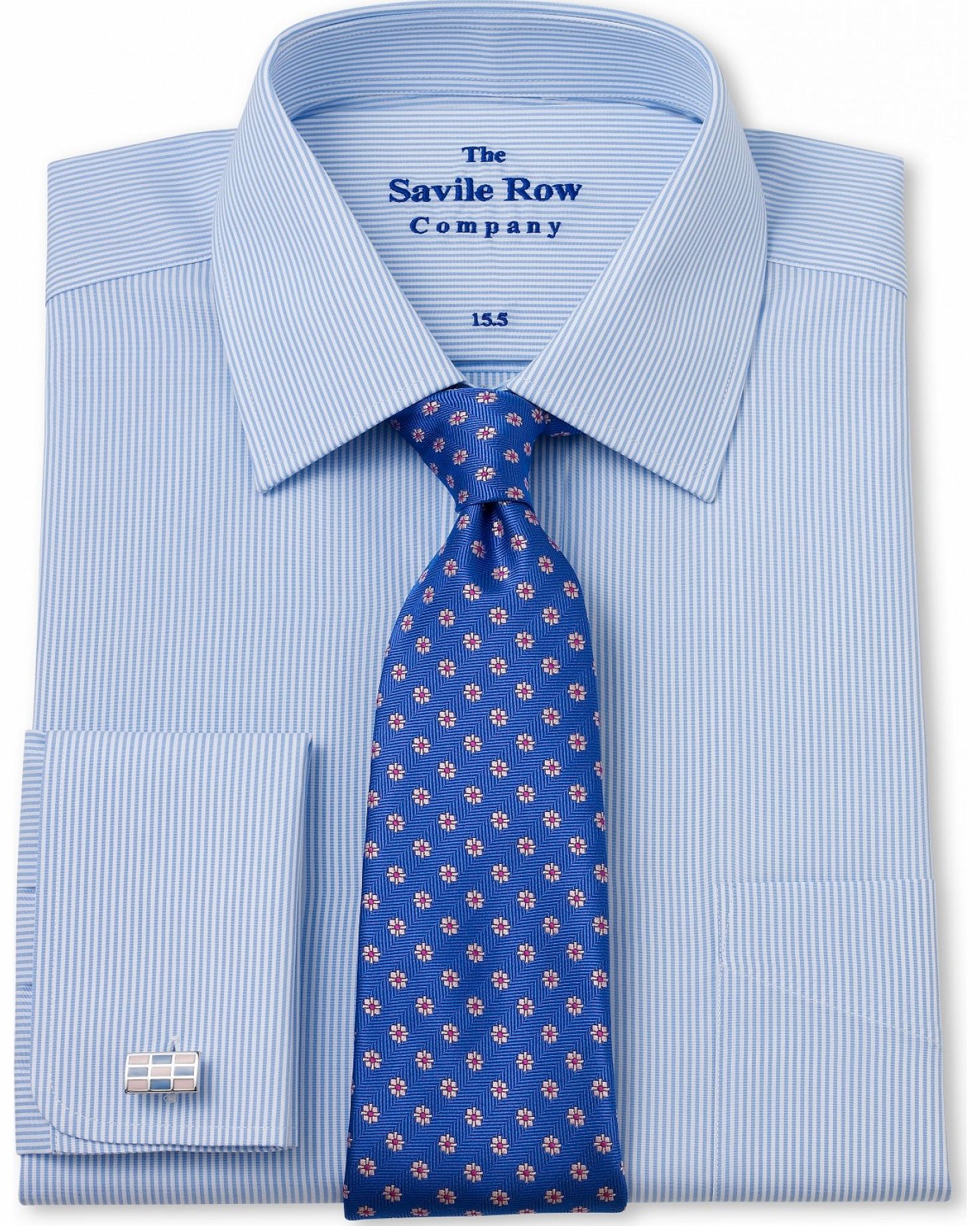 Savile Row Company Blue Fine Stripe Classic Fit Shirt 15`` Standard
