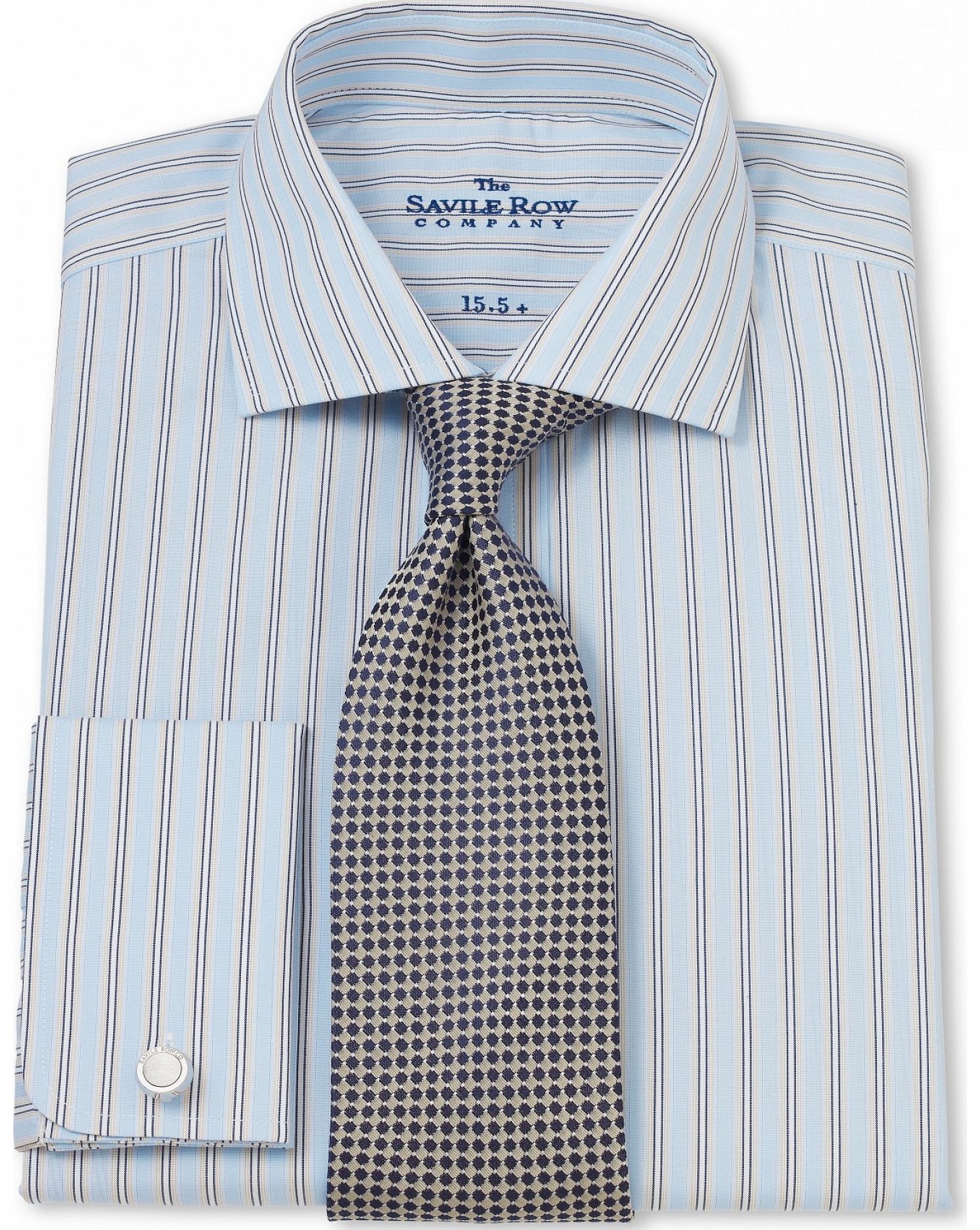 Savile Row Company Blue Navy Stripe Slim Fit Shirt 14 1/2``