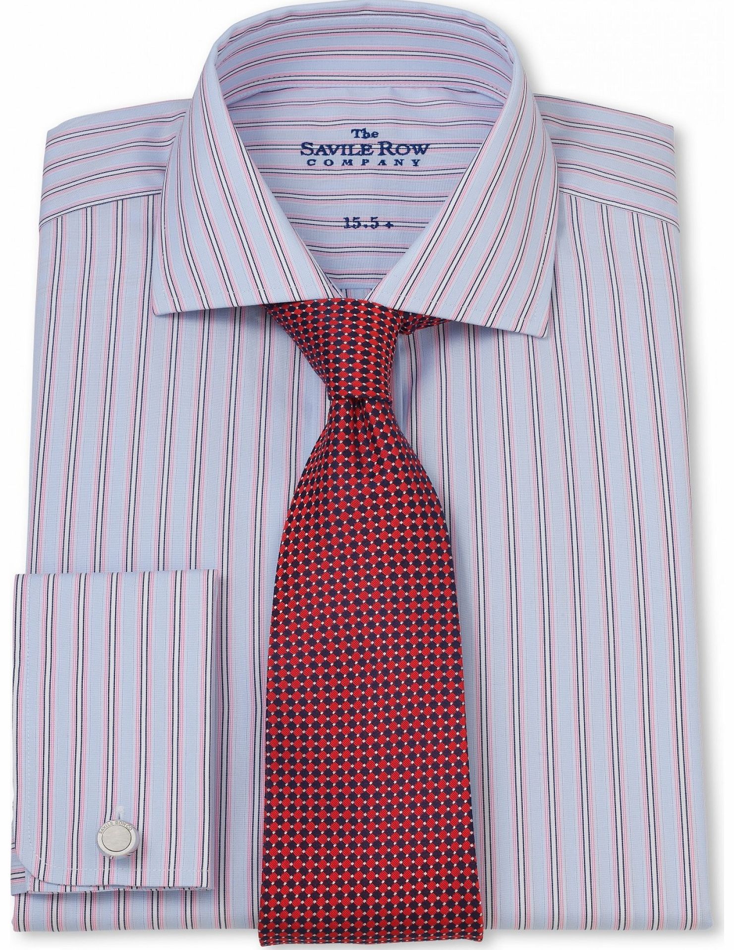 Savile Row Company Blue Pink Stripe Slim Fit Shirt 14 1/2``
