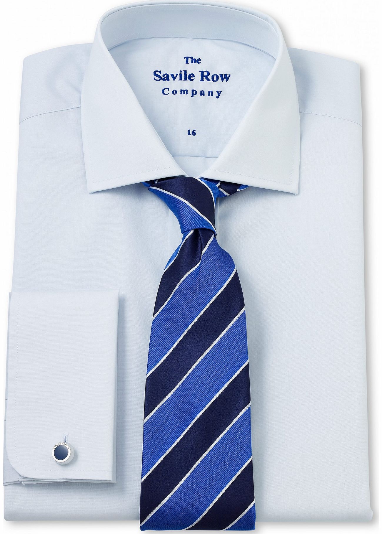 Savile Row Company Blue Poplin Slim Fit Shirt 15 1/2`` Lengthened