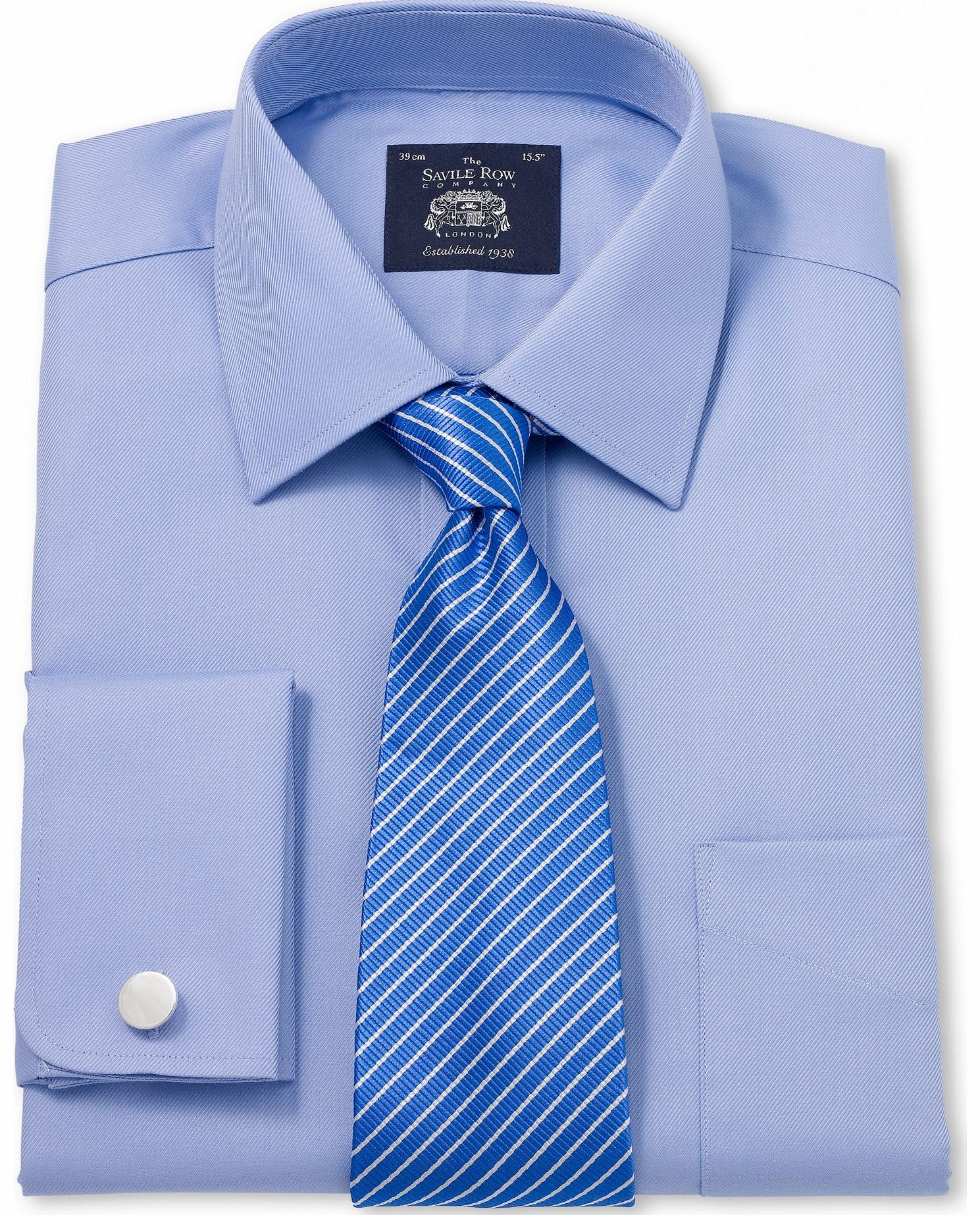Savile Row Company Blue Royal Twill Classic Fit Shirt 16`` Double