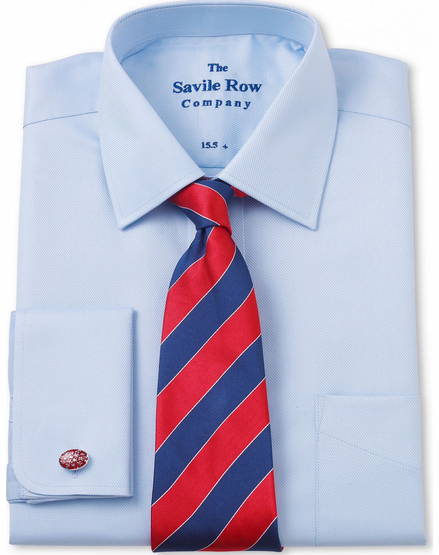 Savile Row Company Blue Twill Windsor Collar Classic Fit Shirt 15``