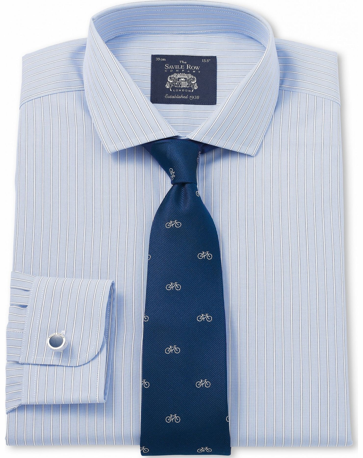 Blue White Poplin Stripe Extra Slim Fit Shirt 15