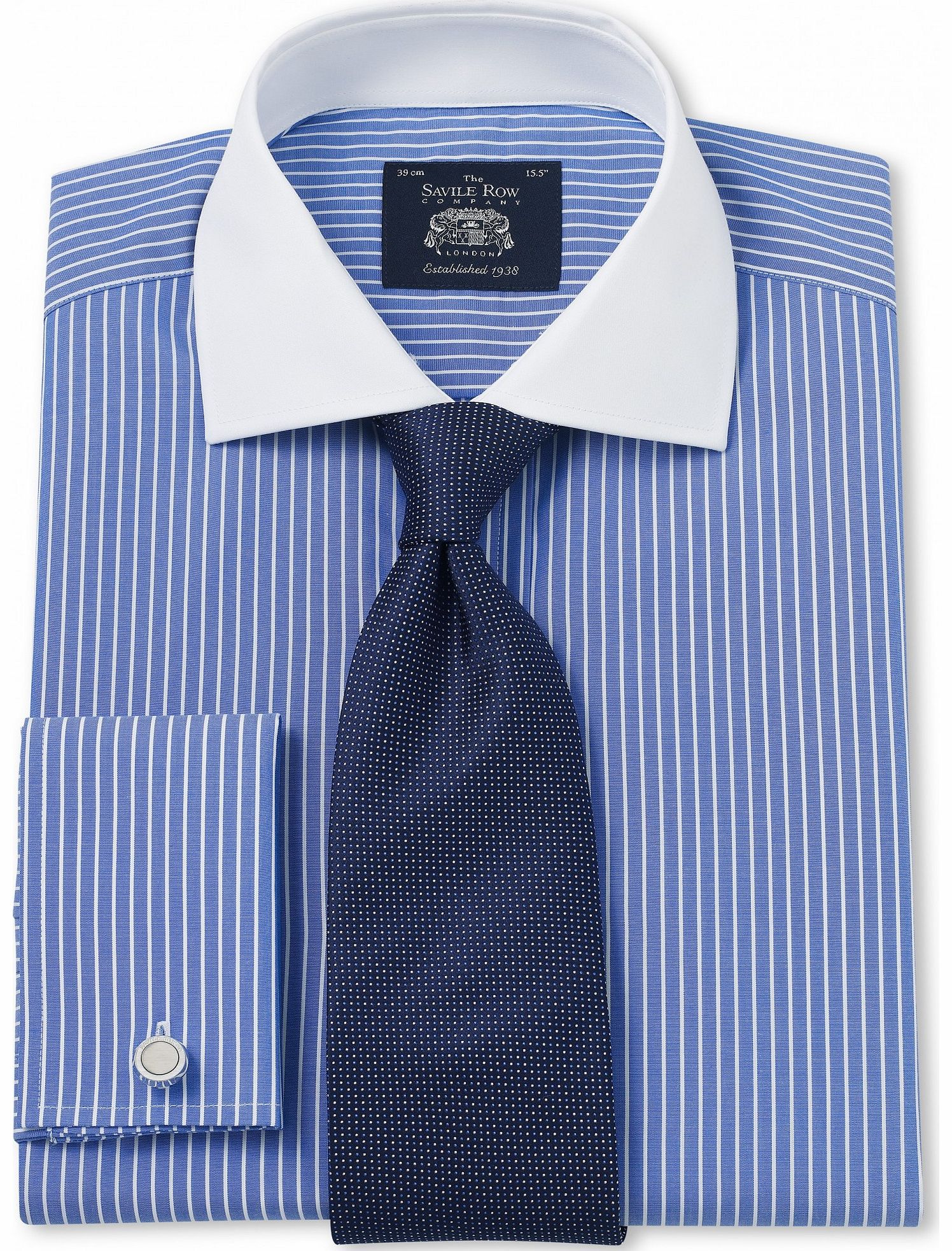 Blue White Stripe Poplin Slim Fit Shirt 14 1/2``