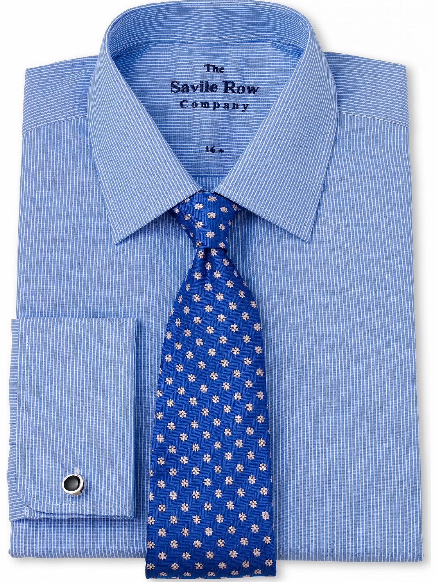 Savile Row Company Blue White Stripe Slim Fit Shirt 16 1/2``