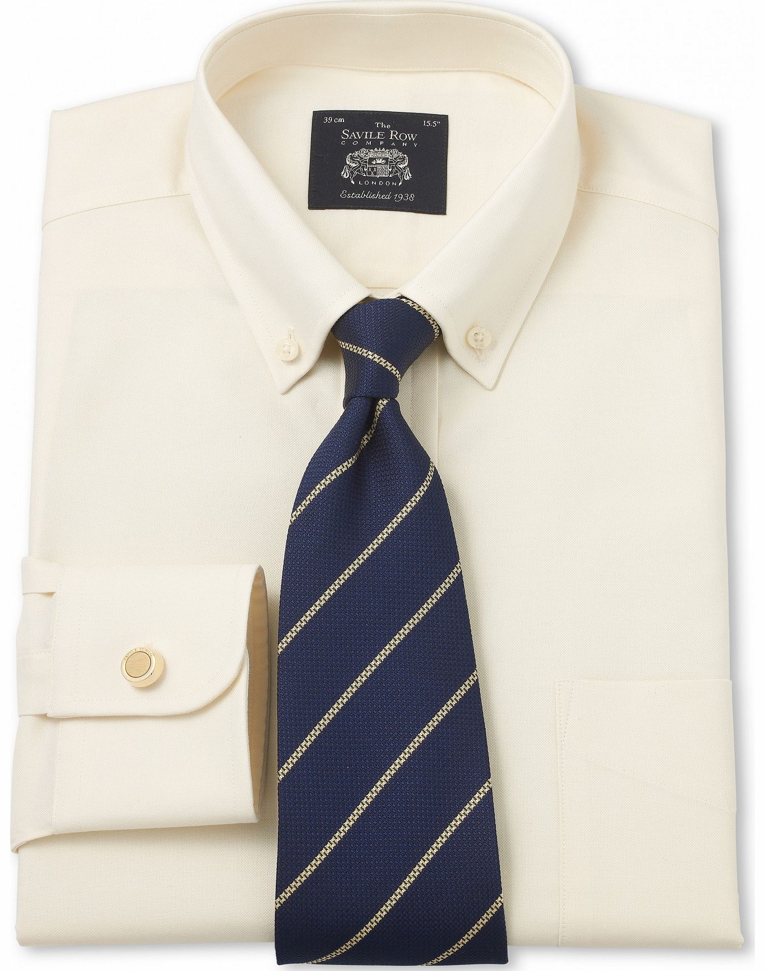 Savile Row Company Cream Pinpoint Classic Fit Shirt 15 1/2``