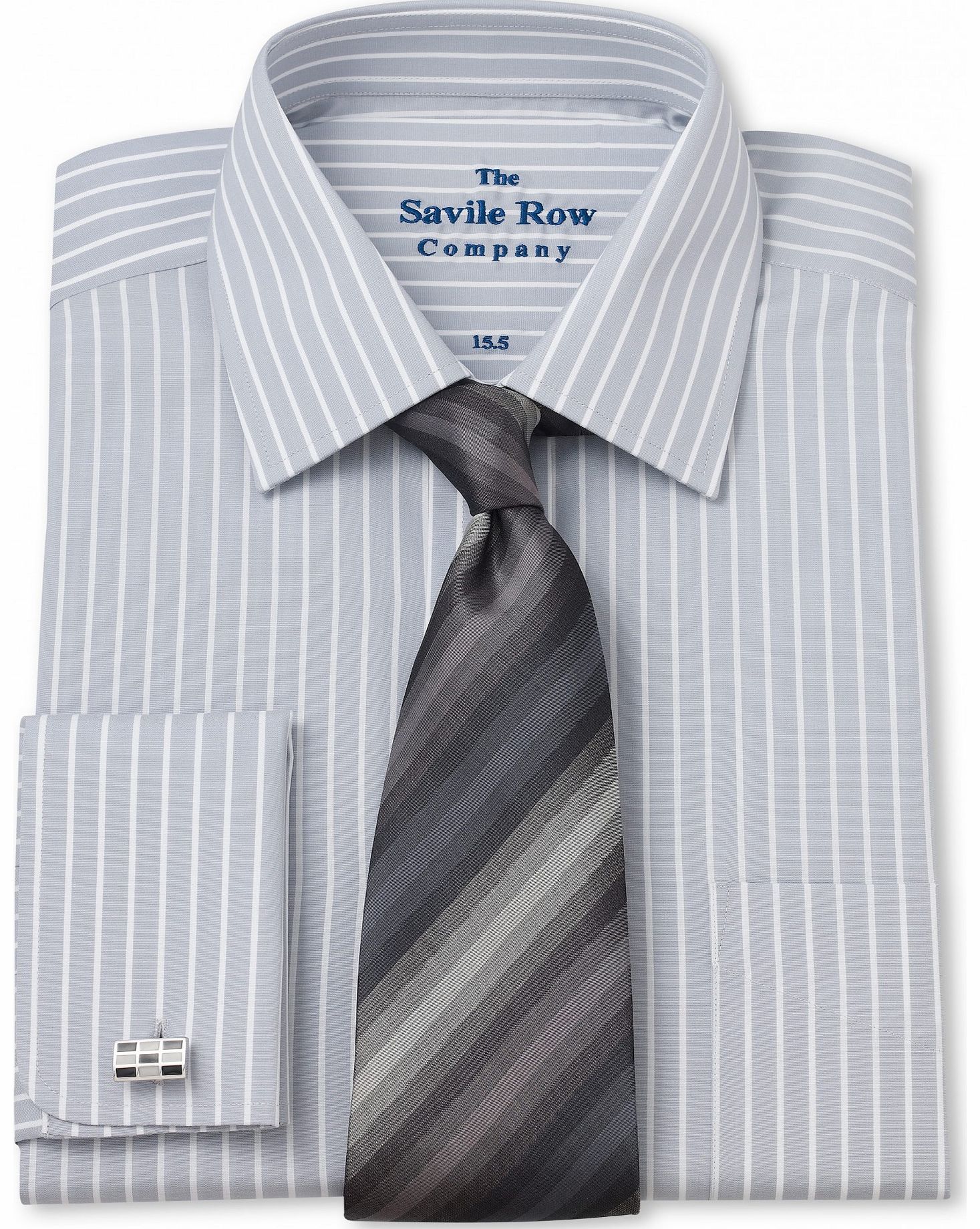 Savile Row Company Grey Wide Reverse Bengal Stripe Classic Fit