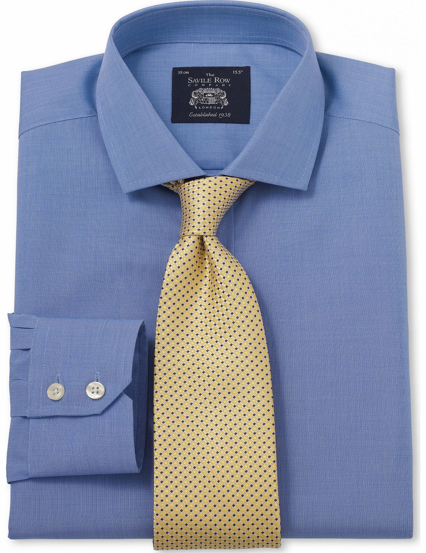 Savile Row Company Mid-Blue End On End Extra Slim Fit Shirt 14