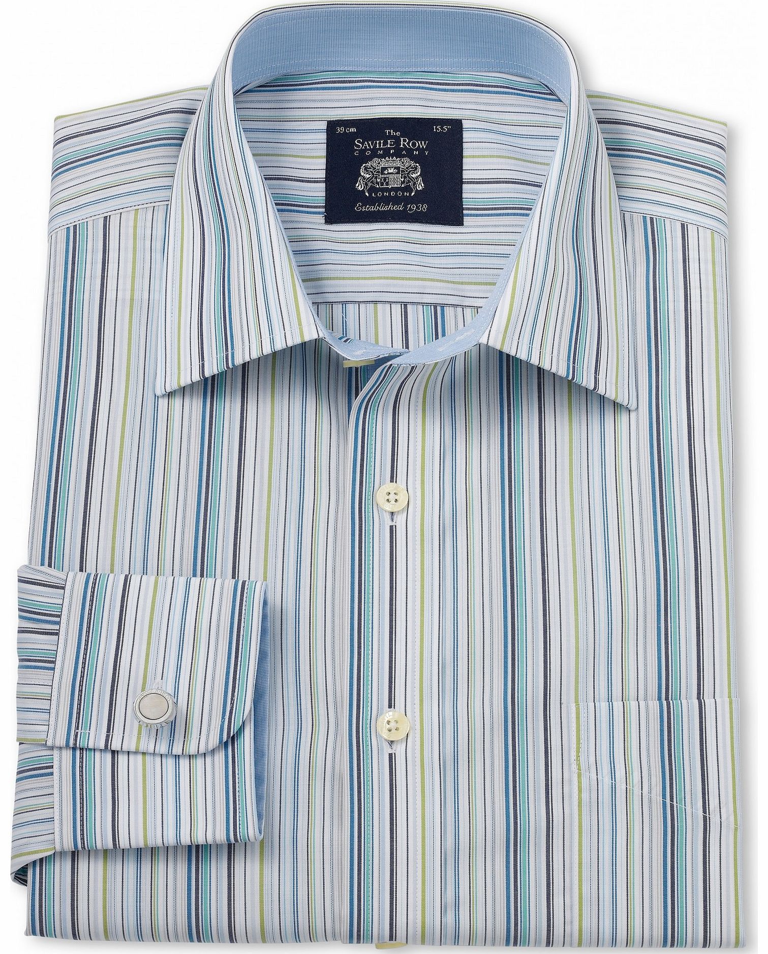 Savile Row Company Multi Stripe Poplin Classic Fit Shirt 19 1/2``