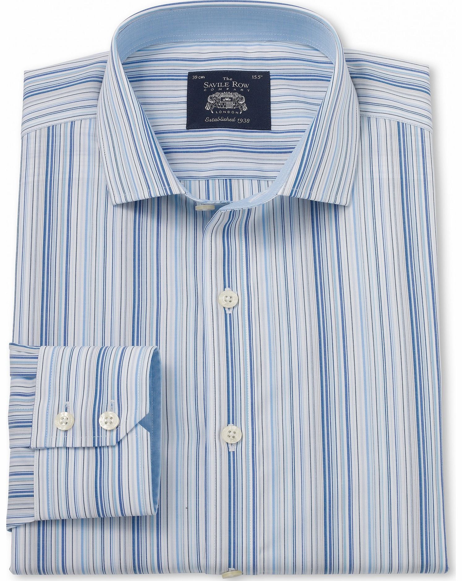 Savile Row Company Multi Stripe Stripe Poplin Small Extra Slim Fit