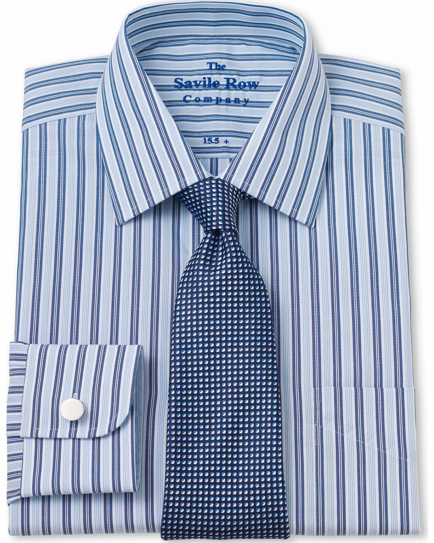 Navy Blue Thick Thin Stripe Classic Fit Shirt 15