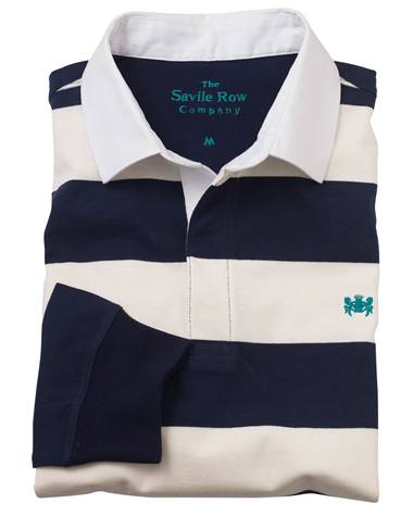 Savile Row Company Navy Cream Stripe Rugby Shirt