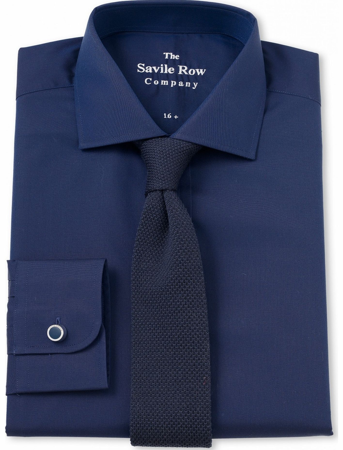 Savile Row Company Navy End on End Slim Fit Shirt 17 1/2`` Standard