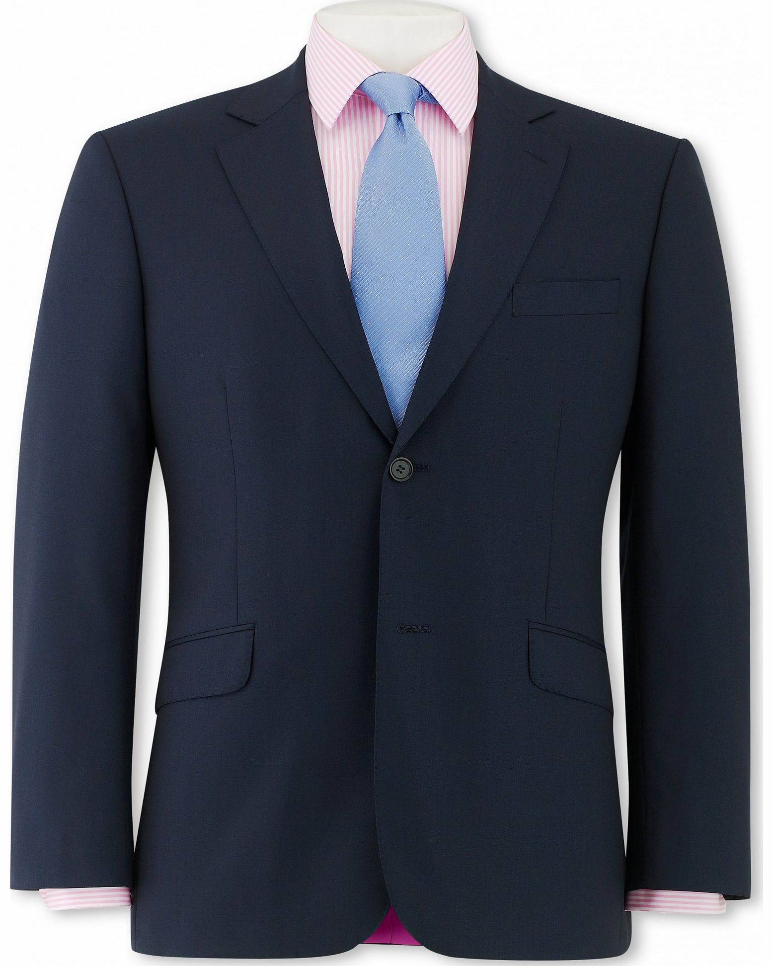 Navy Herringbone Suit Jacket 38`` Long