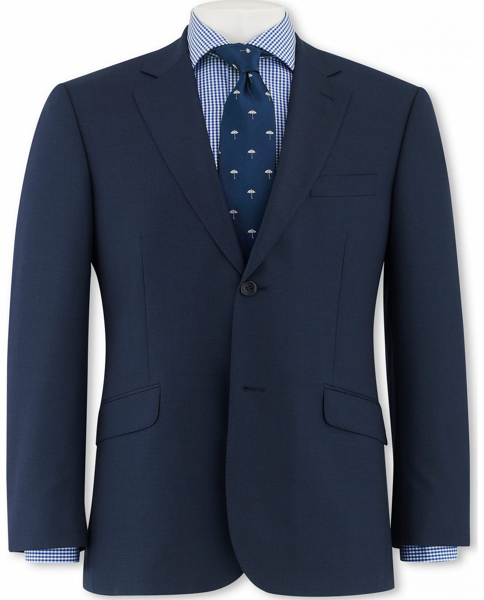 Navy Microdot Suit Jacket 38`` Long