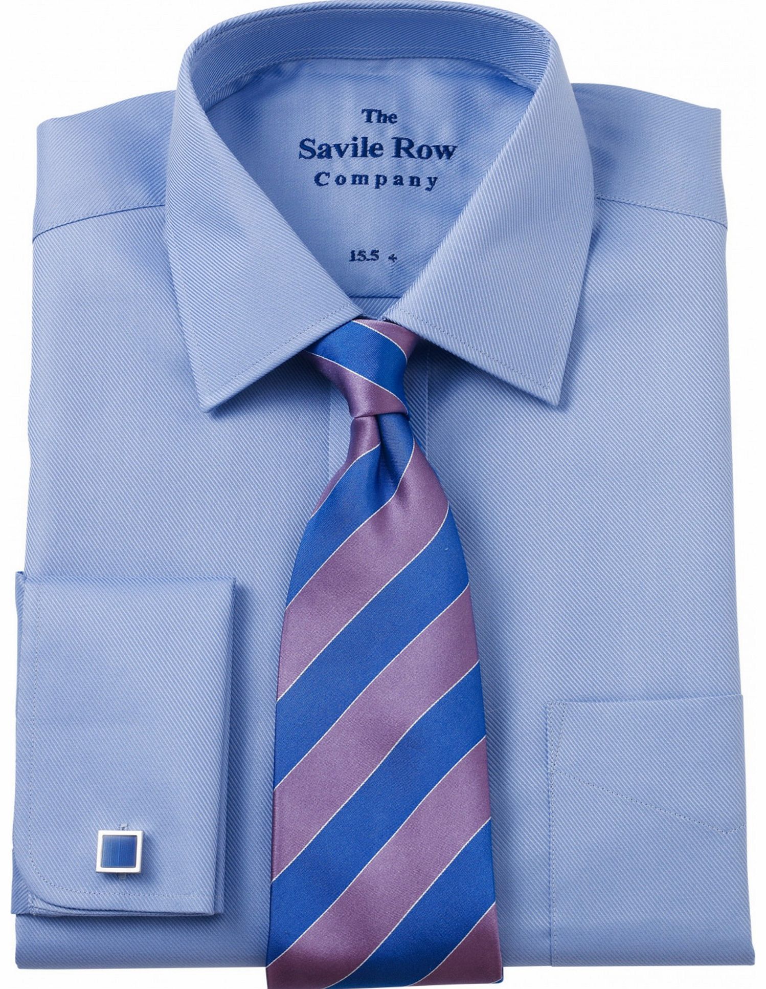 Savile Row Company Navy Twill Windsor Collar Classic Fit Shirt 15``
