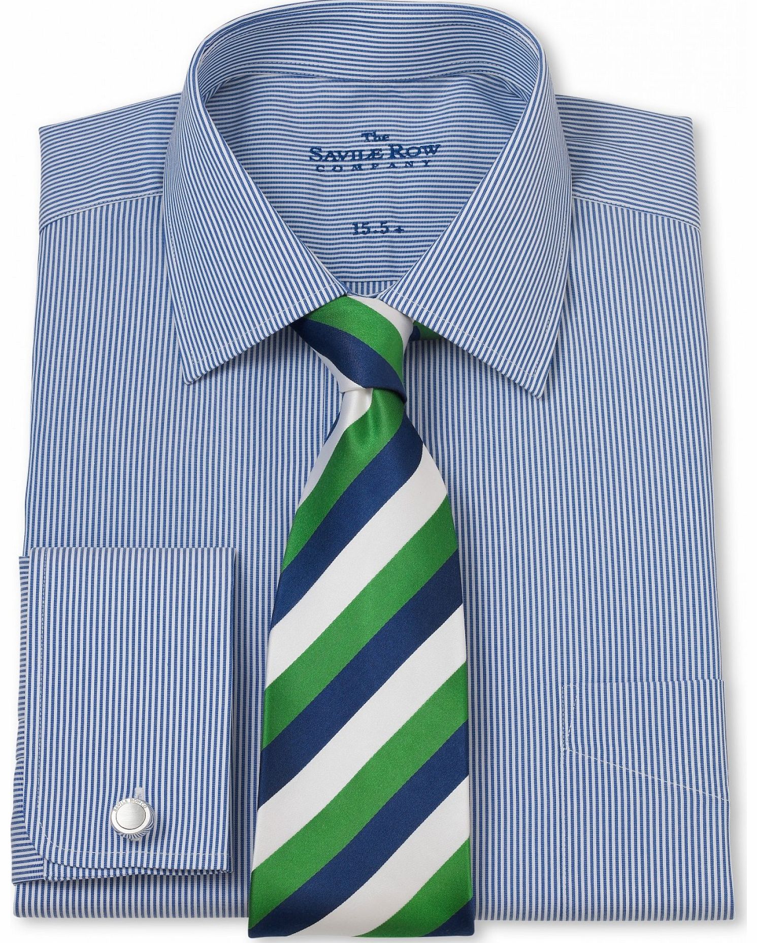 Savile Row Company Navy White Bengal Stripe Classic Fit Shirt 19