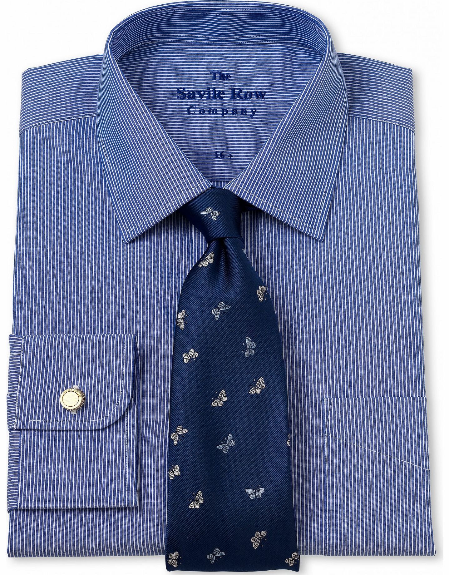 Savile Row Company Navy White Stripe Classic Fit Shirt 19``