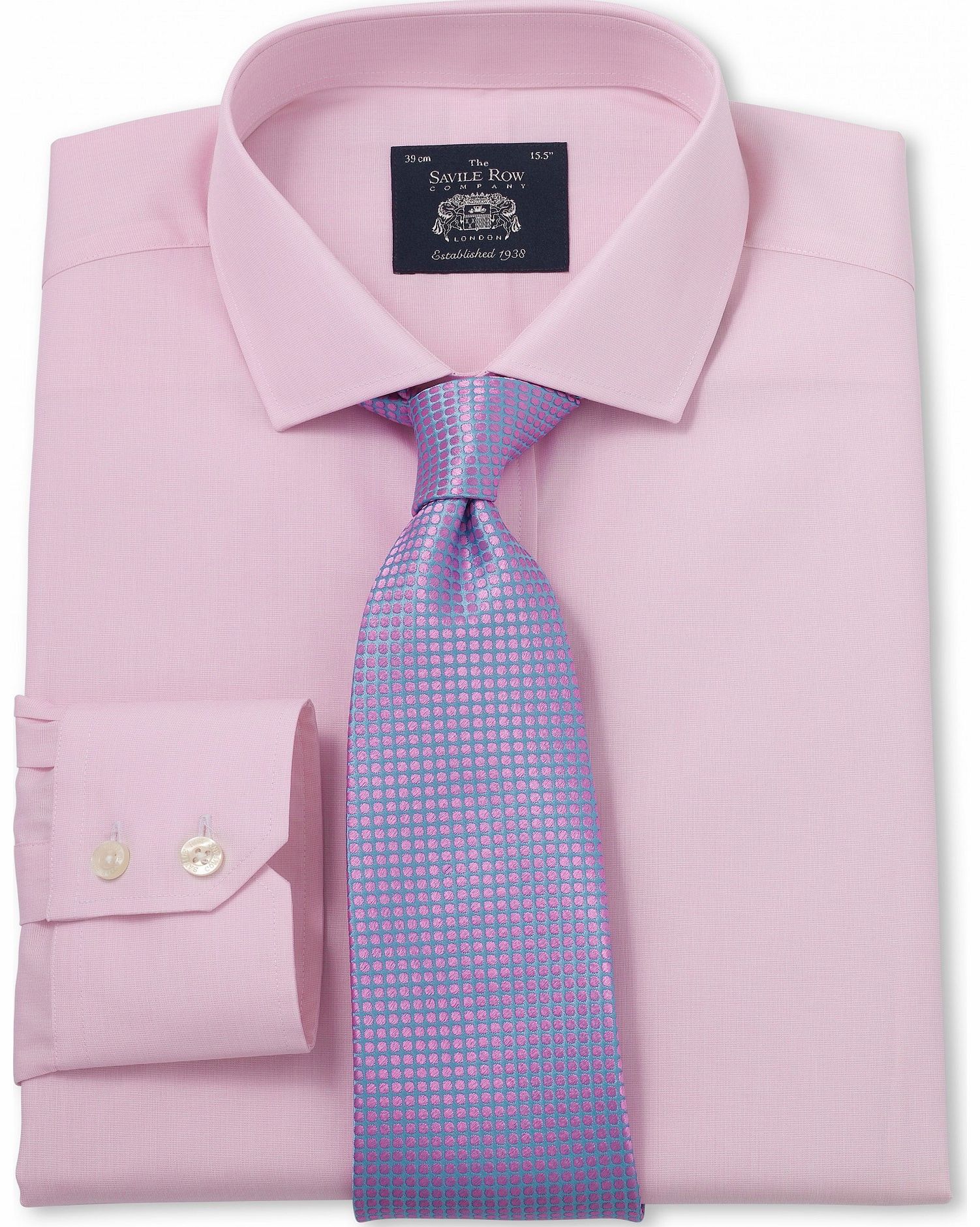 Savile Row Company Pink End On End Extra Slim Fit Shirt 15``