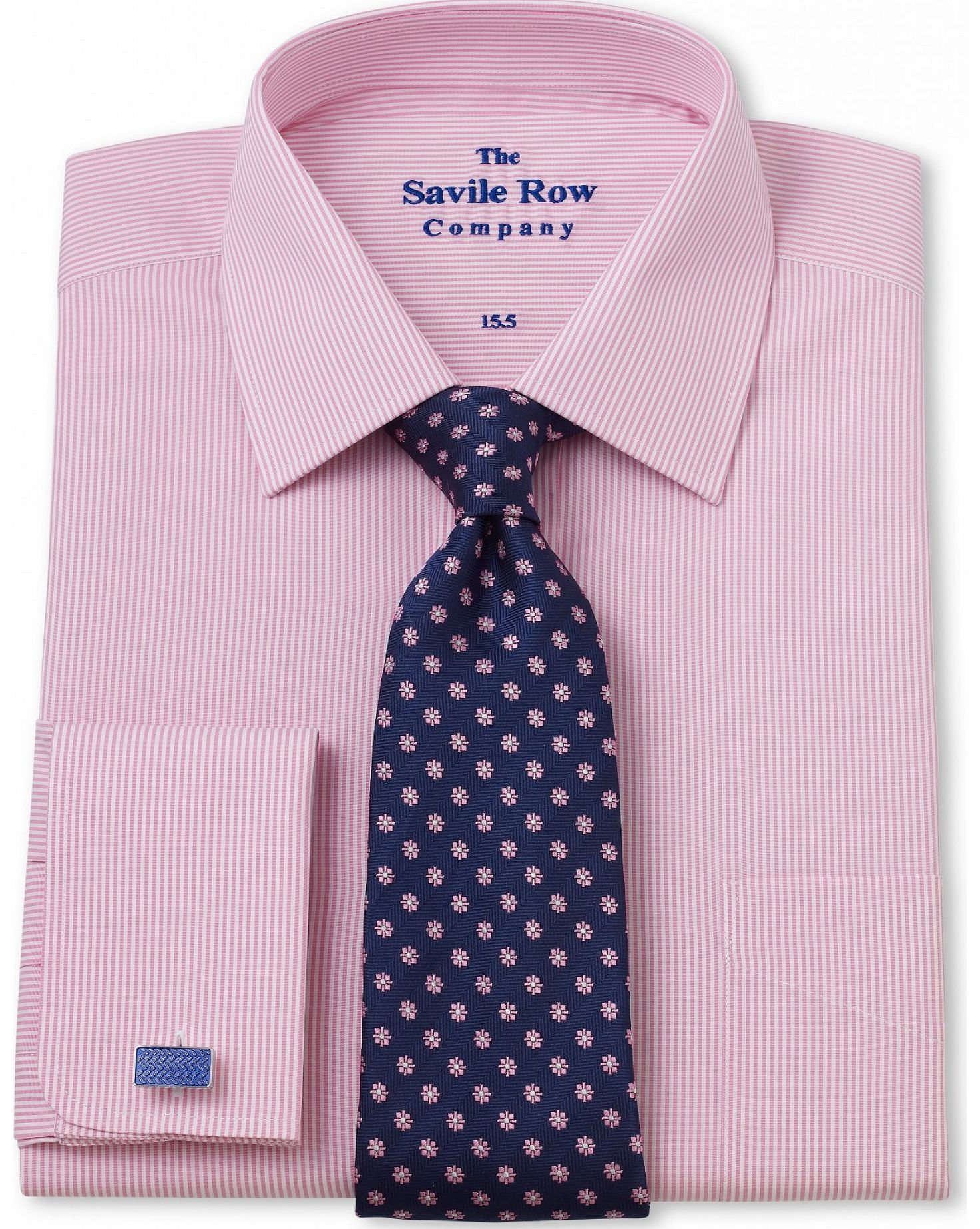 Savile Row Company Pink Fine Stripe Classic Fit Shirt 15 1/2``
